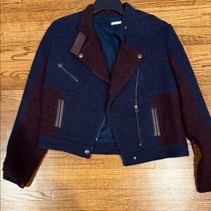 Zoe by Rachel Zoe Tweed and Faux Leather Moto Jacket